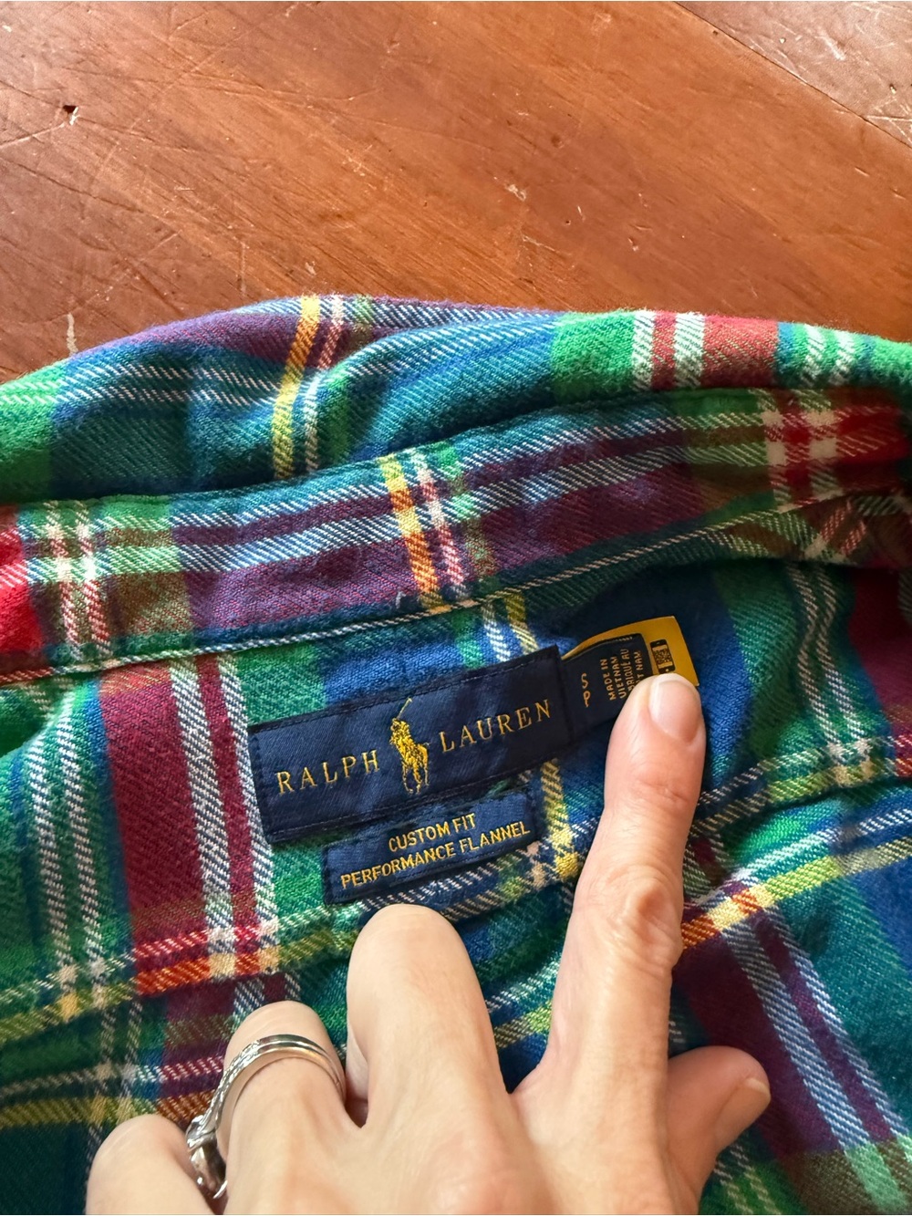 Ralph Lauren Green Multi Plaid Flannel Shirt - Custom Fit size small